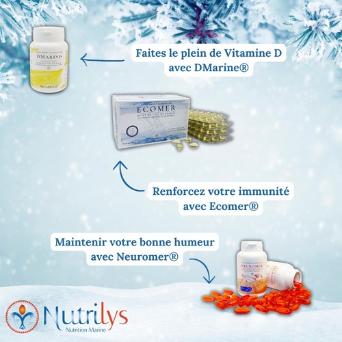Prendre soin de sa santé, c’est aussi adopter les bons alliés au quotidien ✨

- Faites le plein de Vitamine D avec DMarine® pour soutenir votre organisme, garder votre énergie et accompagner votre vitalité tout au long de l’année.
- Renforcez votre immunité avec Ecomer®, un soutien essentiel pour aider votre corps à mieux se défendre et rester en forme face aux petits défis du quotidien.
- Maintenez votre bonne humeur avec Neuromer®, pour favoriser l’équilibre émotionnel, le bien-être mental et aborder chaque journée avec sérénité.

Un trio idéal pour prendre soin de vous, naturellement, jour après jour 💙
Votre bien-être commence par les bons choix. 

#BienEtre #SanteAuNaturel #Vitalite #Immunite #BonneHumeur #Equilibre #FormeAuQuotidien
#VitamineD #DMarine #Ecomer #Neuromer #PrendreSoinDeSoin