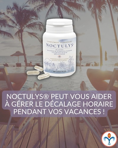 Voyage prévu ? Ne laissez pas le décalage horaire perturber vos nuits ! ✈️ 

NOCTULYS® peut vous aider à retrouver un sommeil de qualité pendant vos déplacements :
✔️ Endormissement plus rapide
✔️ Moins de réveils nocturnes
✔️ Sommeil réparateur

Tout-en-un dans une seule gélule grâce à une synergie unique de 7 actifs :
- 4 plantes sélectionnées
- Magnésium d’origine marine
- Vitamines B3 & B6
- Mélatonine

Profitez pleinement de votre voyage grâce à Noctulys®, même après plusieurs fuseaux horaires !

#Noctulys #DécalageHoraire #JetLag #SommeilRéparateur #Voyage #BienDormir #Nutrilys #SommeilNaturel